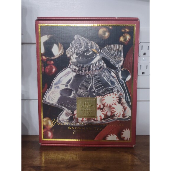 Lenox Yuletide Metal Serveware Snowman Shape Tray Snow Man Serving Holiday - Picture 1 of 6